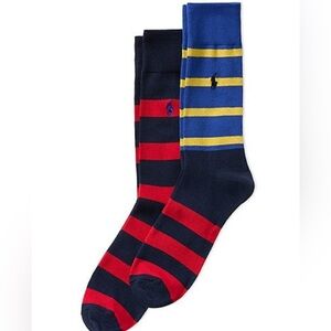 Polo by Ralph Lauren Men's Striped Socks - Red and Blue